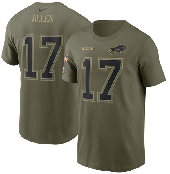 Men's Buffalo Bills #17 Josh Allen 2021 Olive Salute To Service Legend Performance T-Shirt